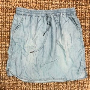 Denim Mini Skirt With Drawstring Sz Small